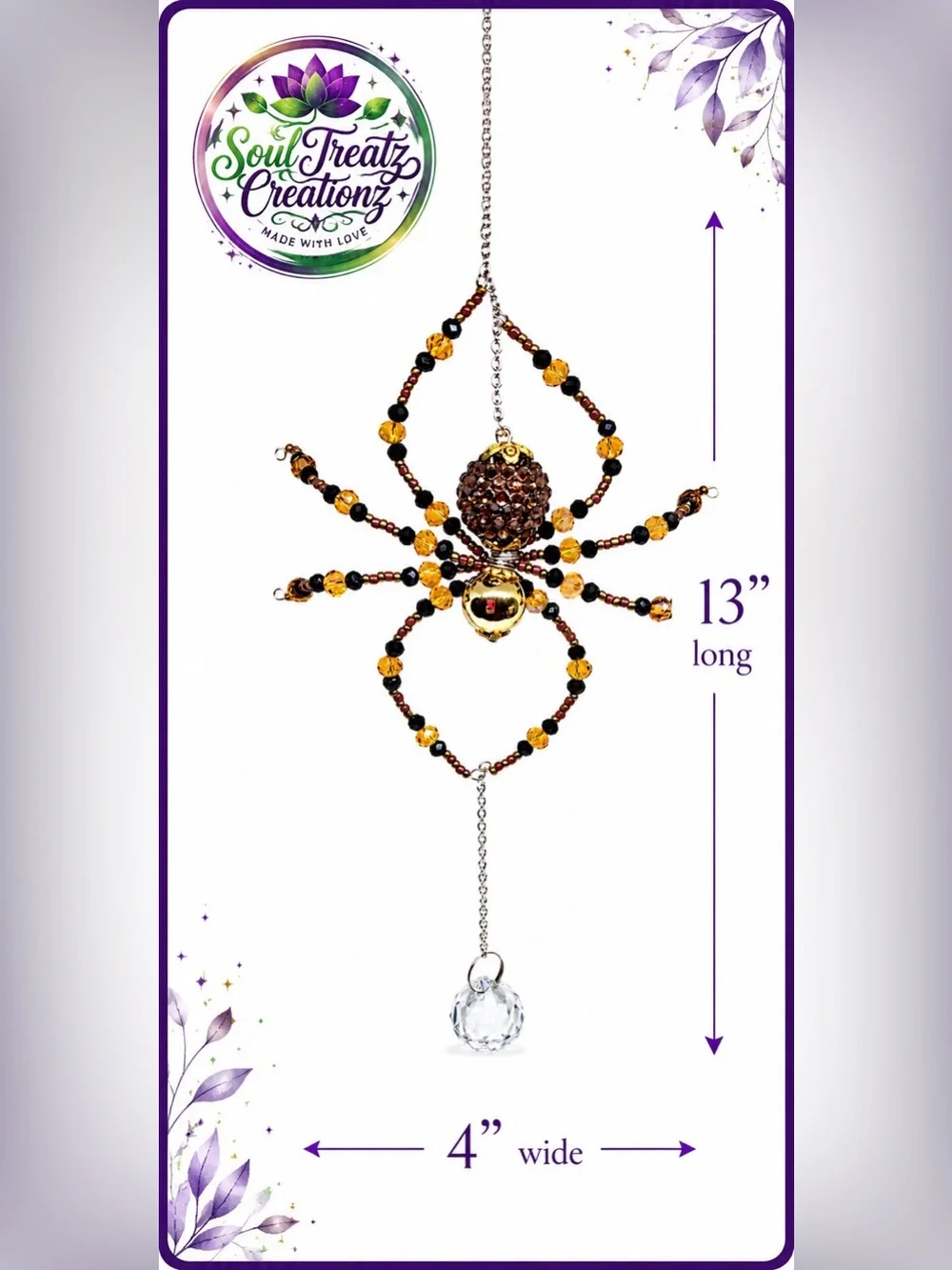 Gold & Amber Beaded Crystal Sun Catcher
